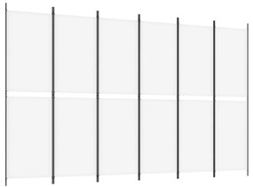 Paravan de camera cu 6 panouri, alb, 300x200 cm, textil