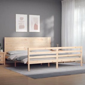 3194651 vidaXL Cadru de pat cu tăblie Super King Size, lemn masiv