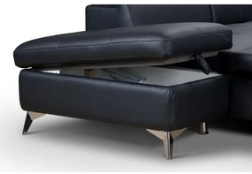 Canapea colțar extensibilă din piele SALERNO II stânga, negru