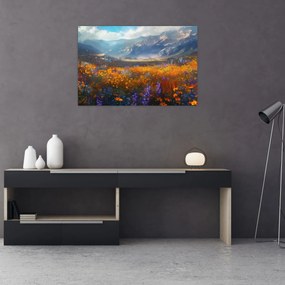 Tablou - Peisaj montan pictat II. (90x60 cm)