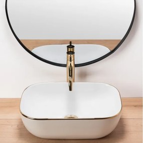 REA-U8736 - Lavoar pentru blat BELINDA 33,5x46,5 cm ceramică/alb/auriu