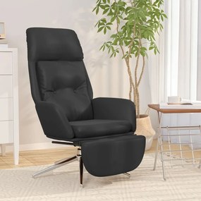 3097743 vidaXL Scaun relaxare cu taburet negru piele naturală/piele ecologică
