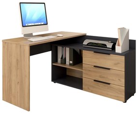 Masă PC de colț KloPăturăs 9 (grafit + stejar artisan) . 1116370