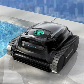 Robot fara fir pentru piscine Wybot M1, 120 W, 300 min, 400 m², Filtrare dubla, 2 randuri de perii, Planificare a traseului, Giroscop, Negru