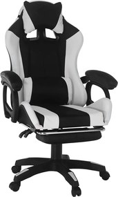 Scaun de birou JOVELA, negru/alb, piele ecologica, 65x65x114/124 cm