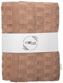 Baby Nellys Lux bumbac pătură tricotată, pătură CUBE, 80 x 100 cm - bej