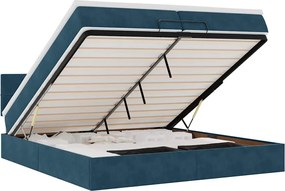 vidaXL Cadru de pat otoman cu saltea Albastru închis 200x200cm catifea