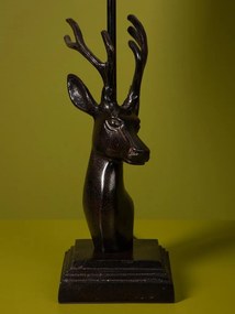 Lampă de masă din bumbac și in bej, cu structură din aluminiu negru în formă de cap de cerb, finisaj vintage, 55×30 cm, „Ardenne"
