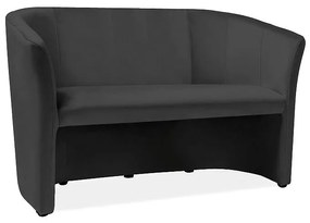 Canapea Cuba Velvet, două locuri, neagră