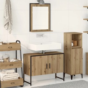 vidaXL Set de mobilier pentru baie cu ușă 2 pcs Maro 80 x 33 x 60 cm