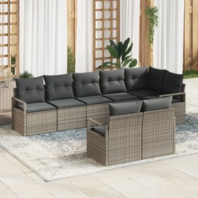vidaXL Set de canapele pentru grădină 8 pcs Gri Rattan poli