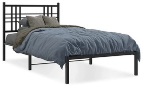 376318 vidaXL Cadru de pat metalic cu tăblie, negru, 100x190 cm