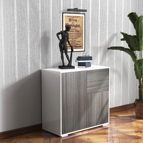 HOMCOM Comodă Multifuncțională cu 2 Sertare și 2 Dulapuri, 79x36x74 cm, Gri | Aosom Romania