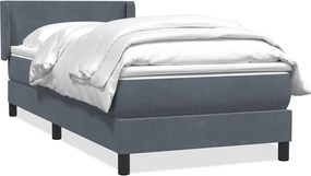 vidaXL Pat box spring cu saltea, gri închis, 80x210 cm, catifea