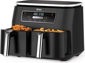 Friteuza dubla cu aer cald Ninja Foodi Dual Zone AF200EU, 2400 W, Zone independente, 7,6 l, 4 programe, 100-240°C, Max Crisp, Sync, Negru