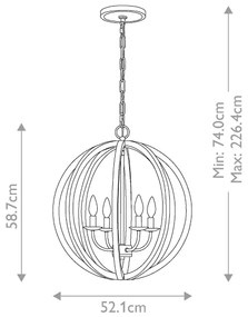 Lustră pe lanț ALLIER 4xE14/60W/230V stejar Elstead FE-ALLIER-4P-WW