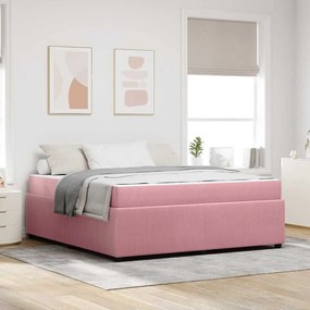 vidaXL Cadru de pat cu saltea Altele Roz 180 x 200 cm Catifea