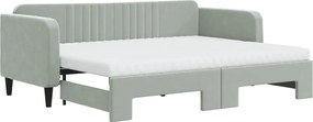 vidaXL Pat de zi cu extensie și saltele, gri deschis 80x200 cm catifea