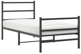 355375 vidaXL Cadru pat metalic cu tăblii de cap/picioare  negru, 90x190 cm