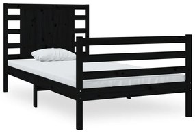 3104252 vidaXL Cadru de pat Single 3FT, negru, 90x190 cm, lemn masiv de pin