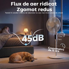 HOMCOM Ventilator de Podea cu Telecomandă, Ventilator Vertical, Alb | Aosom Romania