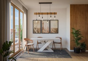 Masă de sufragerie Xalin (gri deschis + Alb) (pentru 4 până la 6 persoane). 1055283