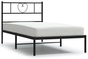 355457 vidaXL Cadru de pat metalic cu tăblie, negru, 100x190 cm
