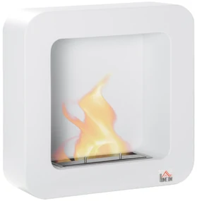 Semineu cu bioetanol de perete, incalzitor din metal, ardere de 2,5 ore, Acoperire 20m² cu rezervor de 1 l, 48x18x48cm alb HOMCOM | Aosom RO