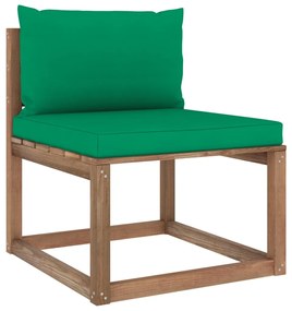 Set mobilier gradina cu perne, 7 piese, lemn tratat de pin Verde, 2x colt + 2x mijloc + 3x masa, 1