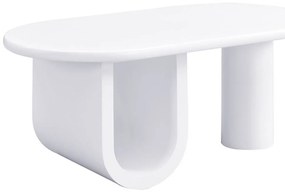 Masă de cafea ovală cu picioare în formă de U, 98,5x53,5x42 cm, Alb