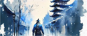 Tablou - Samurai, aquarel (120x50 cm)