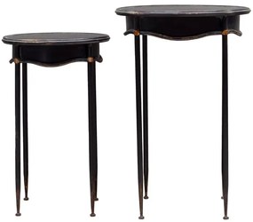 Set 2 masute laterale din metal, cu aspect vintage, Orleans