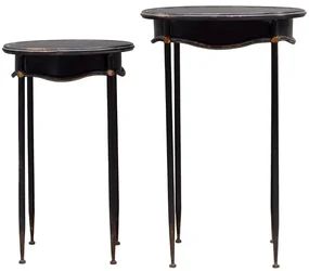 Set 2 masute laterale din metal, cu aspect vintage, Orleans