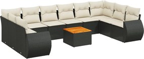 vidaXL Set canapele de grădină cu perne, 11 piese, negru, poliratan