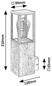 Aplică de perete exterior Rabalux 7195 Wales cu elemente din lemn