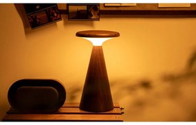 Veioză în culoare naturală închisă LED cu abajur din lemn (înălțime 21 cm) Sylva – Gingko