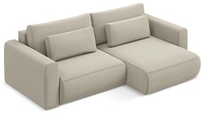 Colțar bej extensibil/cu spațiu de depozitare cu tapițerie din catifea (cu colț pe partea dreaptă/cu șezlong) Kapua – Makamii