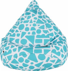 Fotoliu puf TELDIN, alb/turcoaz, material textil, 75x110 cm