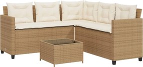 vidaXL Canapea de grădină cu masă/perne, formă de L, poliratan bej