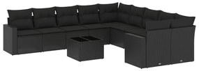 3219505 vidaXL Set canapele de grădină cu perne, 11 piese, negru, poliratan