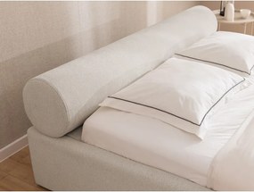 Pat matrimonial bej tapițat cu spațiu de depozitare cu somieră 200x200 cm Cille – Ropez