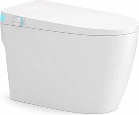 Smart WC R02 – Vas de Toaletă Inteligent cu rezervor integrat, deschidere automată, spălare cu apă caldă, uscare, senzor de picior, capac cu încălzire, afișaj LED, evacuare P-Trap, Alb