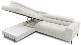 Colțar crem extensibil/cu spațiu de depozitare cu tapițerie din țesătură bouclé (cu colț pe partea stângă/în formă de ”L”) Ferucce – ELTAP