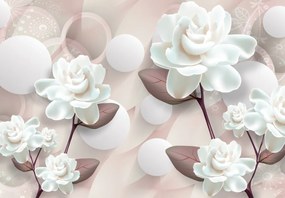 Fototapet - Flori albe 3D (147x102 cm)