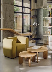 Măsuță de cafea în culoare naturală rotundă cu blat cu aspect de lemn de stejar ø 55 cm Kuvu – noo.ma