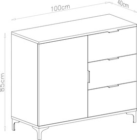 Mazzoni Comodă LANA K-100S Nuc Elegant - DULAP VERTICAL CU SERTARE
