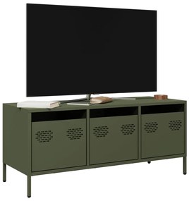 851230 vidaXL Dulap TV, verde măsliniu, 101,5x39x43,5cm, oțel laminat la rece