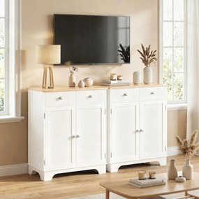 HOMCOM Bufet de Bucătărie cu Dulap 2 Uși și 2 Sertare, Alb și Lemn | Aosom Romania