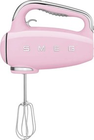 Mixer manual SMEG 50's Style HMF01PKEU, 250 W, 9 viteze, Functie Turbo, Afisaj LED, Timer, Accesorii, Roz
