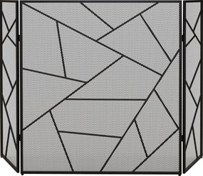 HOMCOM Paravan Pliabil Anti-Scântei pentru Șemineu cu 3 Panouri, 135x1,2x85 cm, Negru | Aosom Romania